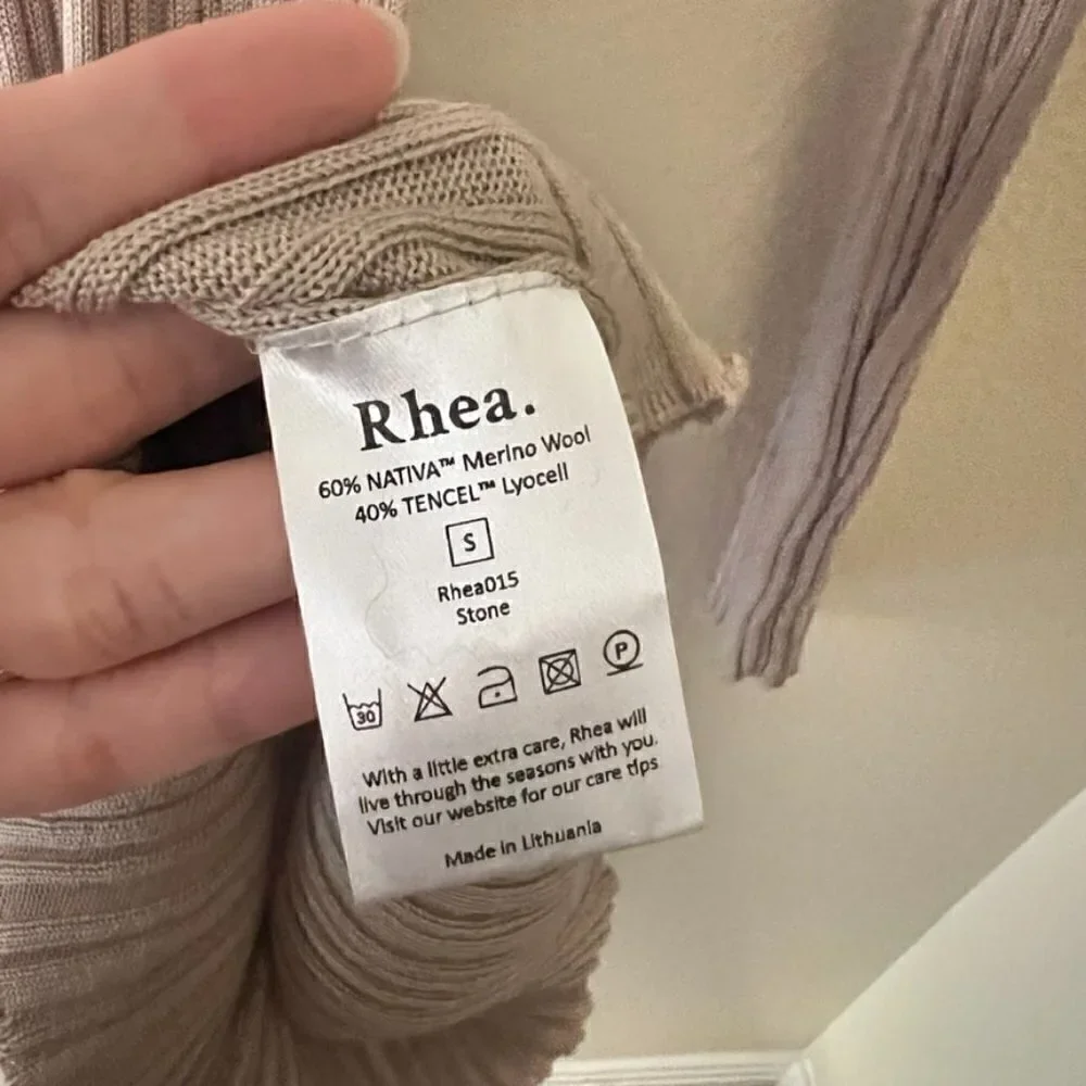 Rhea Stone Merino Wool Blend Ribbed Cardigan S​​​​​​​​​​​​​​​​​​​